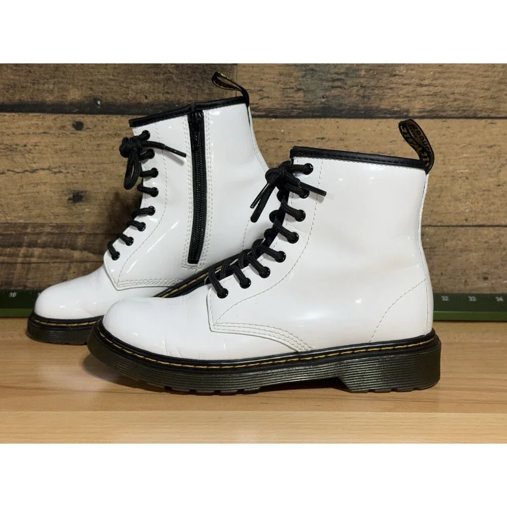 Dr Martens 1460 J White Patent Leather size Zip Boots 3 Y2K Emo Goth Prep